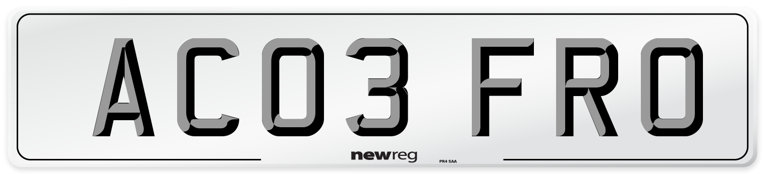 AC03 FRO Number Plate from New Reg